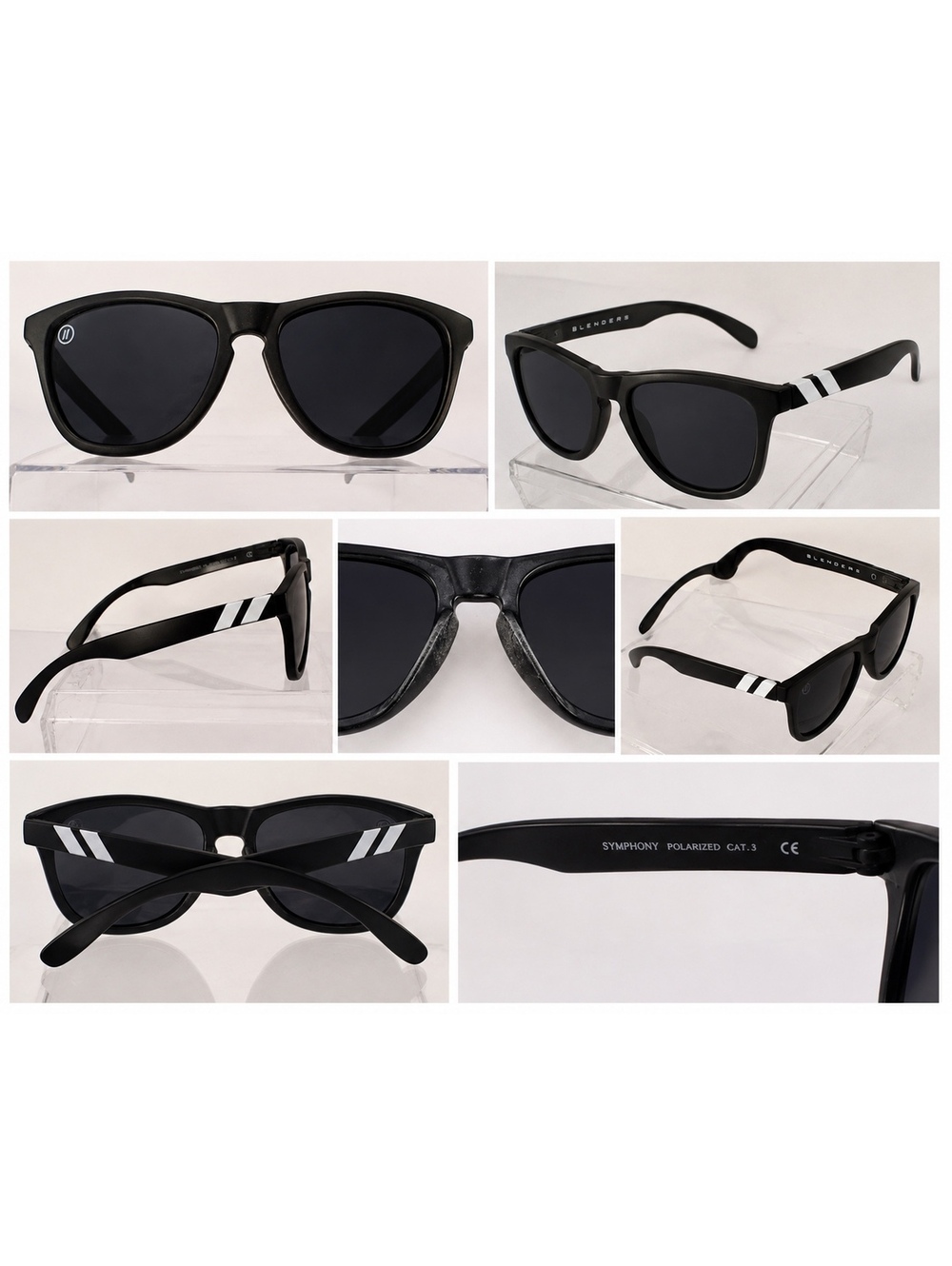Blenders Symphony Polarized Sunglasses Black White Cat 3